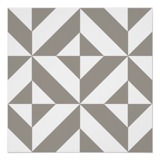 Silver Grey Geometric Deco Cube Pattern Poster (Voorkant)