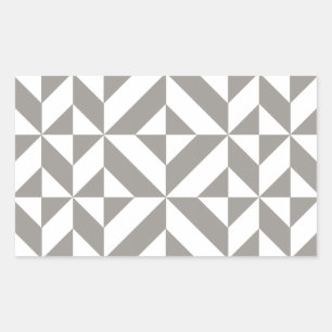 Silver Grey Geometric Deco Cube Pattern Rechthoekige Sticker