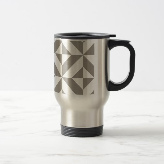 Silver Grey Geometric Deco Cube Pattern Reisbeker (Rechts)
