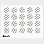 Silver Grey Geometric Deco Cube Pattern Ronde Sticker (Vel)