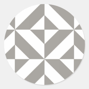 Silver Grey Geometric Deco Cube Pattern Ronde Sticker