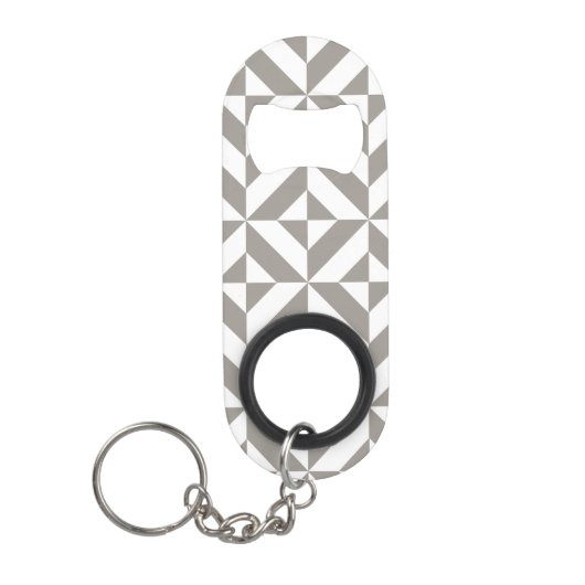 Silver Grey Geometric Deco Cube Pattern Sleutelhanger Flessenopener (Voorkant)