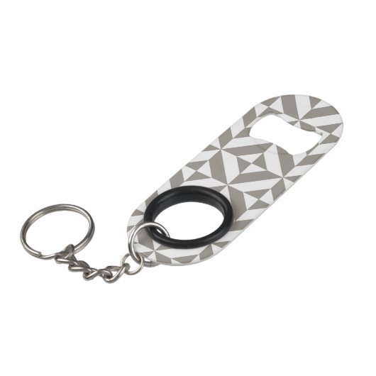Silver Grey Geometric Deco Cube Pattern Sleutelhanger Flessenopener (Voorkant Gekanteld)