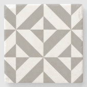Silver Grey Geometric Deco Cube Pattern Stenen Onderzetter (Voorkant)