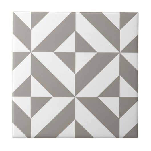 Silver Grey Geometric Deco Cube Pattern Tegeltje (Voorkant)