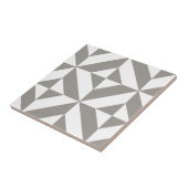 Silver Grey Geometric Deco Cube Pattern Tegeltje (Zijkant)