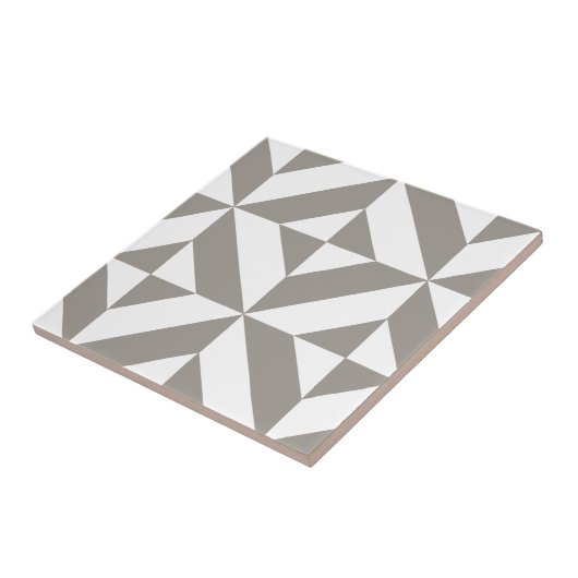 Silver Grey Geometric Deco Cube Pattern Tegeltje (Zijkant)