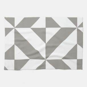 Silver Grey Geometric Deco Cube Pattern Theedoek
