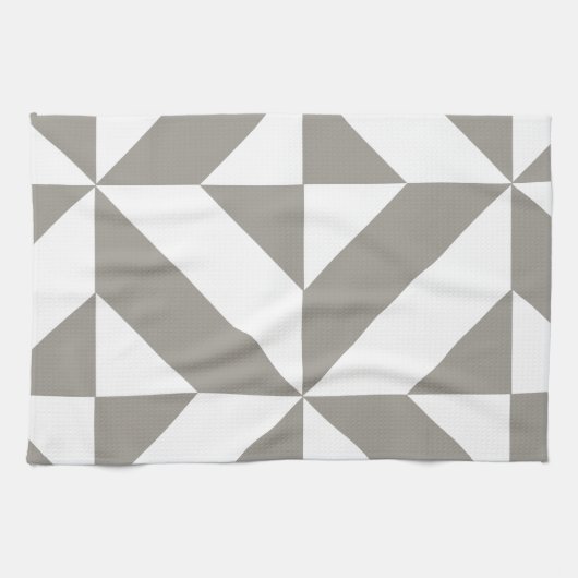 Silver Grey Geometric Deco Cube Pattern Theedoek (Horizontaal)