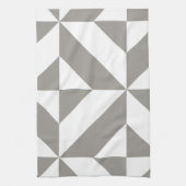 Silver Grey Geometric Deco Cube Pattern Theedoek (Verticaal)