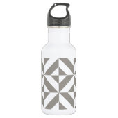 Silver Grey Geometric Deco Cube Pattern Waterfles (Voorkant)