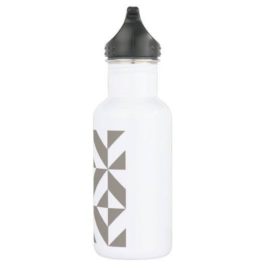 Silver Grey Geometric Deco Cube Pattern Waterfles (Rechts)