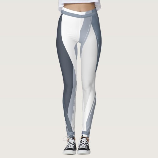 Silver Grey Geometrische Leggings voor dames (Voorkant)