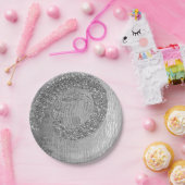 Silver Grey Glam Abstract Grafiet Spiral Glitter Papieren Bordje (Feest)
