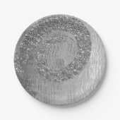 Silver Grey Glam Abstract Grafiet Spiral Glitter Papieren Bordje (Voorkant)