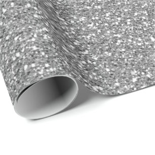 Silver Grey Glam Glitter Minimale hoeveelheid fijn Cadeaupapier