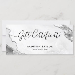 Silver Grey Glitter Agaat Certificaat Gift Kaart