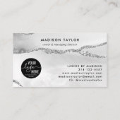 Silver Grey Glitter Agate Custom Logo Monogram Visitekaartje (Achterkant)