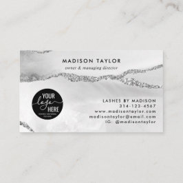 Silver Grey Glitter Agate Custom Logo Monogram Visitekaartje
