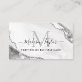 Silver Grey Glitter Agate Custom Logo Monogram Visitekaartje (Voorkant)
