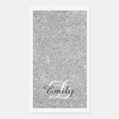 Silver Grey Glitter Black en White Monogram Servet (Voorkant)