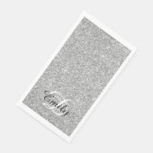 Silver Grey Glitter Black en White Monogram Servet (Hoek)