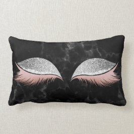 Silver Grey Glitter Black Glam Makeup Marble Black Kussen