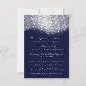 Silver Grey Glitter Blue Navy Formele uitnodiging (Voorkant)