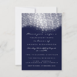 Silver Grey Glitter Blue Navy Formele uitnodiging