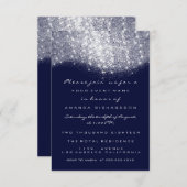 Silver Grey Glitter Blue Navy Formele uitnodiging (Voorkant / Achterkant)