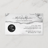 Silver Grey Glitter Custom Logo Agaat Monogram Visitekaartje (Voorkant)