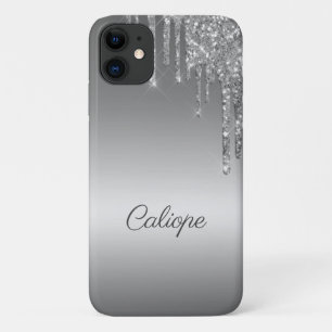 Silver Grey Glitter Drip Ombre Personeelsformatie Case-Mate iPhone Case