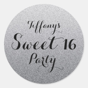 Silver Grey Glitter Faux Ombre Sweet 16 Sticker