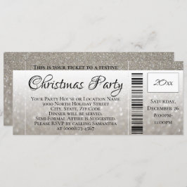 Silver Grey Glitter Holiday Christmas Party Ticket Kaart