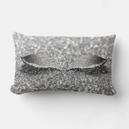 Silver Grey Glitter Lash Glam Makeup Monochromis Kussen