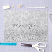 Silver Grey Glitter Metallic Dank u wel Tissuepapier (Craft)