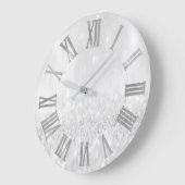 Silver Grey Glitter Minimal Metallic Roman Nummers Grote Klok (Hoek)