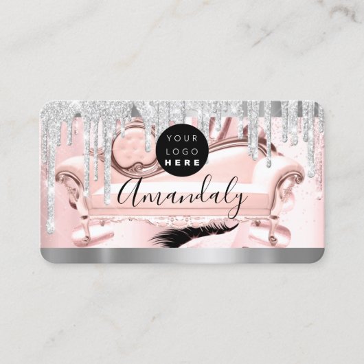 Silver Grey Glitter Strijdt Lijst Qr Code Logo SPA Visitekaartje (Voorkant)