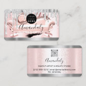 Silver Grey Glitter Strijdt Lijst Qr Code Logo SPA Visitekaartje (Voorkant / Achterkant)