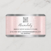 Silver Grey Glitter Strijdt Lijst Qr Code Logo SPA Visitekaartje (Achterkant)