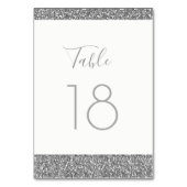 Silver Grey Glitter Table Number Flat Card Kaart (Voorkant)