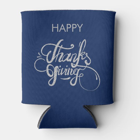 Silver Grey Glitter Tekst Ontwerp- Thanksgiving Blikjeskoeler (Voorkant)