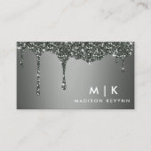 Silver Grey Glitter Visitekaartje (Voorkant)
