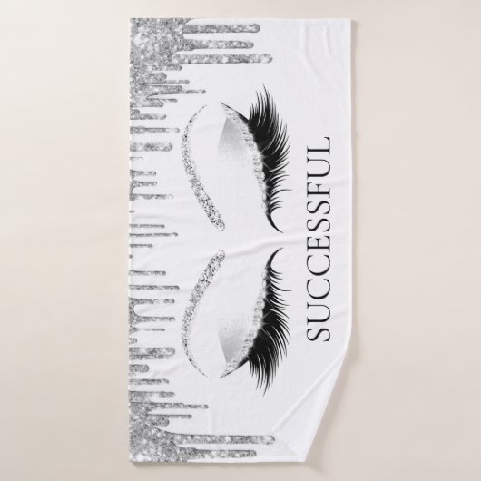 Silver Grey Glitter White Eye Makeup Name Badhanddoek (Badhanddoek)