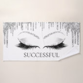 Silver Grey Glitter White Eye Makeup Name Badhanddoek (Badhanddoek)