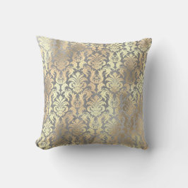 Silver Grey Gold Damask Antonietta Champaigne Kussen