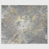 Silver Grey Gold Marble Shiny Metallic Grungy VIP Cadeaupapier (Vlak)