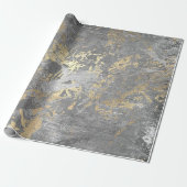 Silver Grey Gold Marble Shiny Metallic Grungy VIP Cadeaupapier (Uitgerold)