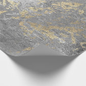 Silver Grey Gold Marble Shiny Metallic Grungy VIP Cadeaupapier (Hoek)