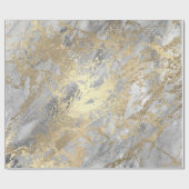 Silver Grey Gold Marble Shiny Metallic Stroke Lux Cadeaupapier (Vlak)